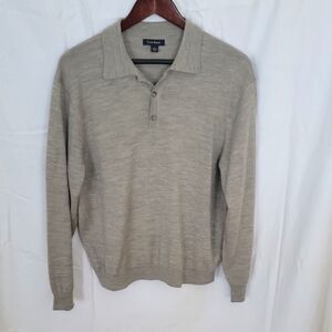 Gray Long Sleeve Polo Shirt